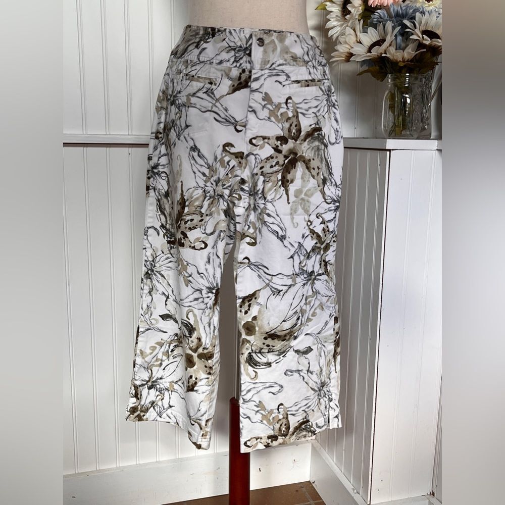 Wide Leg Floral Ankle Pants Size 0